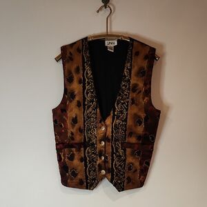 Vintage Theo Patchwork Tapestry Beaded Patterned Vest Sz M